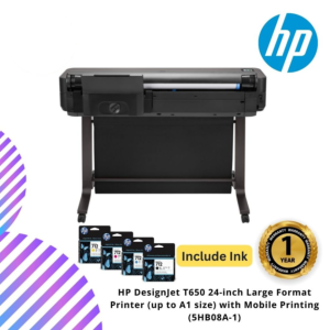 HP DesignJet T650 24-inch Large Format Printer (up to A1 size) with Mobile Printing (5HB08A-1)