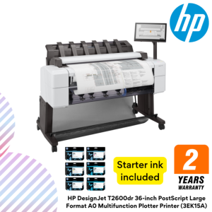 HP DesignJet T2600dr 36-inch PostScript Large Format A0 Multifunction Plotter Printer (3EK15A)