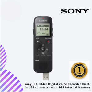 Sony ICD-PX470 Digital Voice Recorder Built-in USB connector with 4GB Internal Memory
