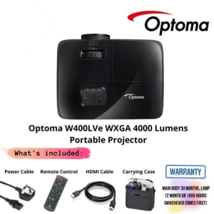 Optoma W400LVe WXGA 4000 Lumens Portable Projector