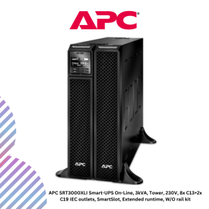 inc (21) APC Smart-UPS SRT 3000VA, 230V, LCD, rackmount w/kit, 8x IEC 60320 C13 & 2x IEC Jumpers & 2x IEC 60320 C19 outlets (SRT3000XLI)