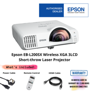 Epson EB-L200SX Wireless XGA 3LCD Short-throw Laser Projector