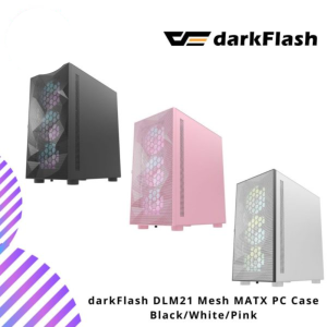 darkFlash DLM21 Mesh MATX PC Case - Black/White/Pink