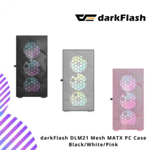 darkFlash DLM21 Mesh MATX PC Case - Black/White/Pink