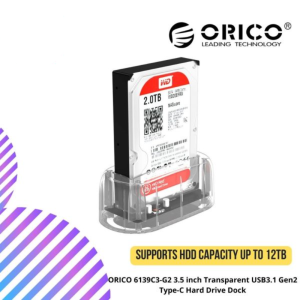 ORICO 6139C3-G2 3.5 inch Transparent USB3.1 Gen2 Type-C Hard Drive Dock