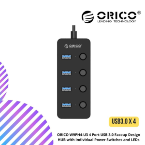 ORICO W9PH4-U3 4 Port USB 3.0 Faceup Design HUB with Individual Power Switches and LEDs
