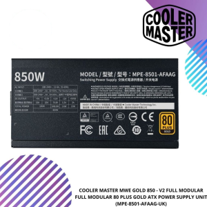 COOLER MASTER MWE GOLD 850 - V2 FULL MODULAR FULL MODULAR 80 PLUS GOLD ATX POWER SUPPLY UNIT (MPE-8501-AFAAG-UK)