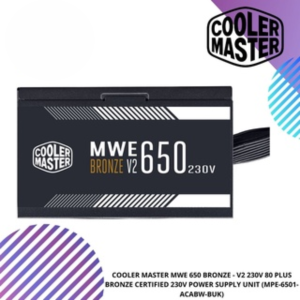 COOLER MASTER MWE 650 BRONZE - V2 230V 80 PLUS BRONZE CERTIFIED 230V POWER SUPPLY UNIT (MPE-6501-ACABW-BUK)