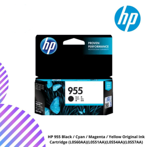 HP 955 Black / Cyan / Magenta / Yellow Original Ink Cartridge (L0S60AA)(L0S51AA)(L0S54AA)(L0S57AA)