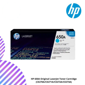 HP 650A Yellow, Cyan, Magenta, Black Original LaserJet Toner Cartridge (CE270A/CE271A/CE272A/CE273A)