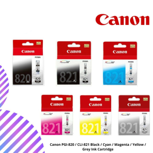 Canon PGI-820 / CLI-821 Black / Cyan / Magenta / Yellow / Grey Ink Cartridge
