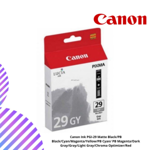 Canon Ink PGI-29 Matte Black/PB Black/Cyan/Magenta/Yellow/PB Cyan/ PB Magenta/Dark Gray/Gray/Light Gray/Chroma Optimizer/Red