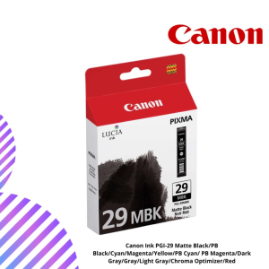 Canon Ink PGI-29 Matte Black/PB Black/Cyan/Magenta/Yellow/PB Cyan/ PB Magenta/Dark Gray/Gray/Light Gray/Chroma Optimizer/Red