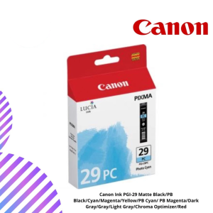 Canon Ink PGI-29 Matte Black/PB Black/Cyan/Magenta/Yellow/PB Cyan/ PB Magenta/Dark Gray/Gray/Light Gray/Chroma Optimizer/Red