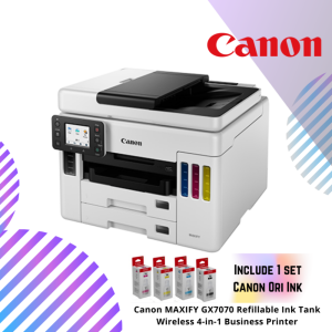 Canon MAXIFY GX7070 Refillable Ink Tank Wireless 4-in-1 Business Printer