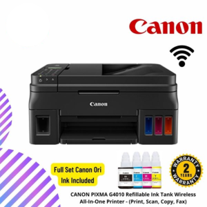CANON PIXMA G4010 Refillable Ink Tank Wireless All-In-One Printer - (Print, Scan, Copy, Fax)