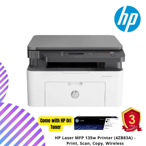 HP Laser MFP 135w Printer (4ZB83A) - Print, Scan, Copy, Wireless