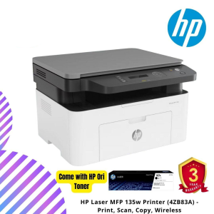HP Laser MFP 135w Printer (4ZB83A) - Print, Scan, Copy, Wireless