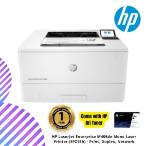 HP LaserJet Enterprise M406dn Mono Laser Printer (3PZ15A) - Print, Duplex, Network