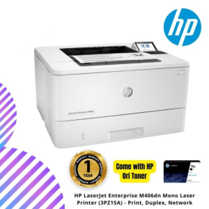 HP LaserJet Enterprise M406dn Mono Laser Printer (3PZ15A) - Print, Duplex, Network