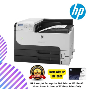 HP LaserJet Enterprise 700 Printer M712n A3 Mono Laser Printer (CF235A) - Print Only