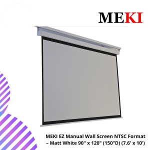 MEKI EZ Manual Wall Screen NTSC Format – Matt White 90" x 120" (150”D) (7.6' x 10')