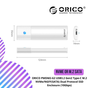 2 ORICO PWDM2-G2 USB3.2 Gen2 Type-C M.2 NVMe/NGFF(SATA) Dual Protocol SSD Enclosure (10Gbps)