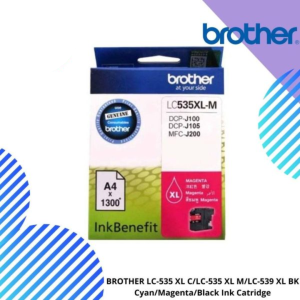BROTHER LC-539 XL BK/LC-535 XL C/LC-535 XL M/LC-535 XL Y Cyan/Magenta/Black/Yellow Ink Cartridge