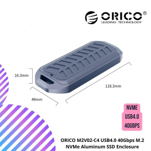 ORICO M2V02-C4 USB4.0 40Gbps M.2 NVMe Aluminum SSD Enclosure
