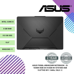 ASUS FX506L-HBHN334W NOTEBOOK - i5-10300H 8GB D4 512GB NV GTX1650 4GB 15.6"FHD W11 144Hz / BLK / 2