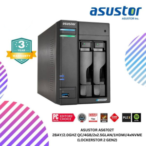 ASUSTOR AS6702T 2BAY/2.0GHZ QC/4GB/2x2.5GLAN/1HDMI/4xNVME (LOCKERSTOR 2 GEN2)
