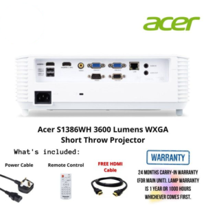 Acer S1386WH 3600 Lumens WXGA Short Throw Projector