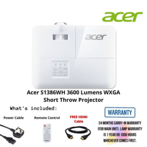 Acer S1386WH 3600 Lumens WXGA Short Throw Projector