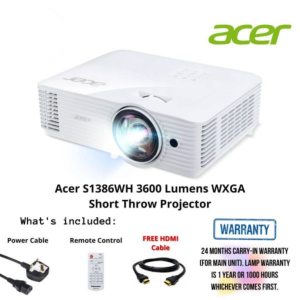 Acer S1386WH 3600 Lumens WXGA Short Throw Projector