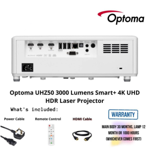 Optoma UHZ50 3000 Lumens Smart+ 4K UHD HDR Laser Projector