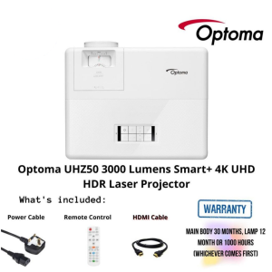 Optoma UHZ50 3000 Lumens Smart+ 4K UHD HDR Laser Projector