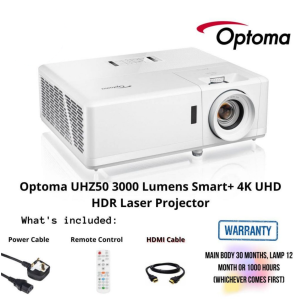Optoma UHZ50 3000 Lumens Smart+ 4K UHD HDR Laser Projector
