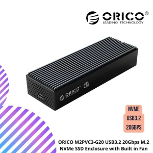 ORICO M2PVC3-G20 USB3.2 20Gbps M.2 NVMe SSD Enclosure with Built in Fan