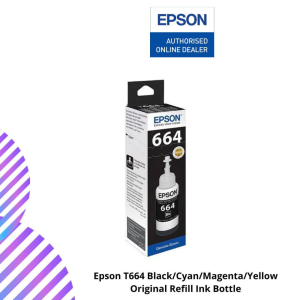 Epson T664 Black/Cyan/Magenta/Yellow Original Refill Ink Bottle (For L200/210/220/300/310/350/355/360/365/445/550/555/565/664)