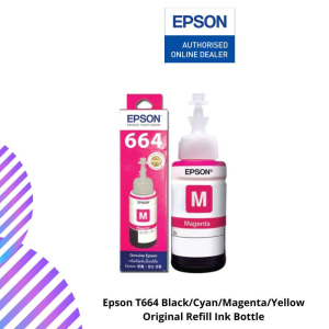Epson T664 Black/Cyan/Magenta/Yellow Original Refill Ink Bottle (For L200/210/220/300/310/350/355/360/365/445/550/555/565/664)