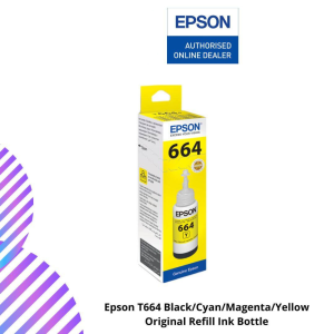 Epson T664 Black/Cyan/Magenta/Yellow Original Refill Ink Bottle (For L200/210/220/300/310/350/355/360/365/445/550/555/565/664)