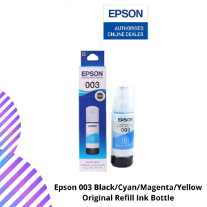 Epson 003 Black/Cyan/Magenta/Yellow Original Refill Ink Bottle - L1110 / L3100 / L3101 / L3110 / L3150 / L5190