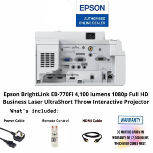 Epson BrightLink EB-770Fi 4,100 lumens 1080p Full HD Business Laser UltraShort Throw Interactive Projector