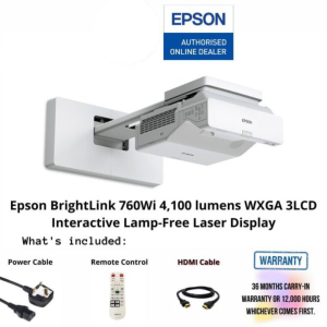 Epson BrightLink EB-760Wi 4,100 lumens WXGA 3LCD Interactive Lamp-Free Laser Ultra Short Throw Projector