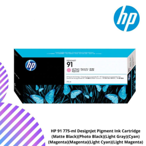 HP 91 775-ml DesignJet Pigment Ink Cartridge (Matte Black)(Photo Black)(Light Gray)(Cyan)(Magenta)(Yellow)(Light Cyan)(Light Magenta)