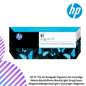 HP 91 775-ml DesignJet Pigment Ink Cartridge (Matte Black)(Photo Black)(Light Gray)(Cyan)(Magenta)(Yellow)(Light Cyan)(Light Magenta)