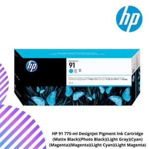 HP 91 775-ml DesignJet Pigment Ink Cartridge (Matte Black)(Photo Black)(Light Gray)(Cyan)(Magenta)(Yellow)(Light Cyan)(Light Magenta)