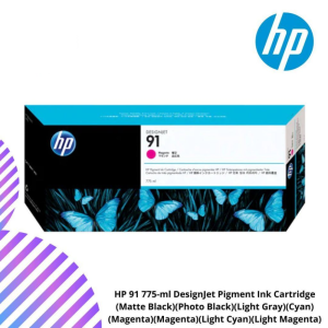 HP 91 775-ml DesignJet Pigment Ink Cartridge (Matte Black)(Photo Black)(Light Gray)(Cyan)(Magenta)(Yellow)(Light Cyan)(Light Magenta)