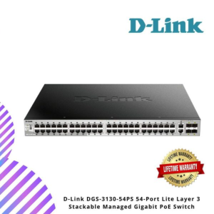 D-Link DGS-3130-54PS 54-Port Lite Layer 3 Stackable Managed Gigabit PoE Switch