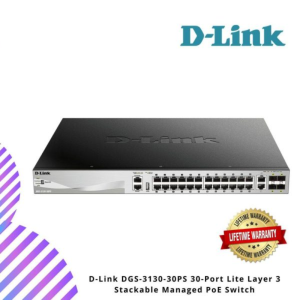 D-Link DGS-3130-30PS 30-Port Lite Layer 3 Stackable Managed PoE Switch